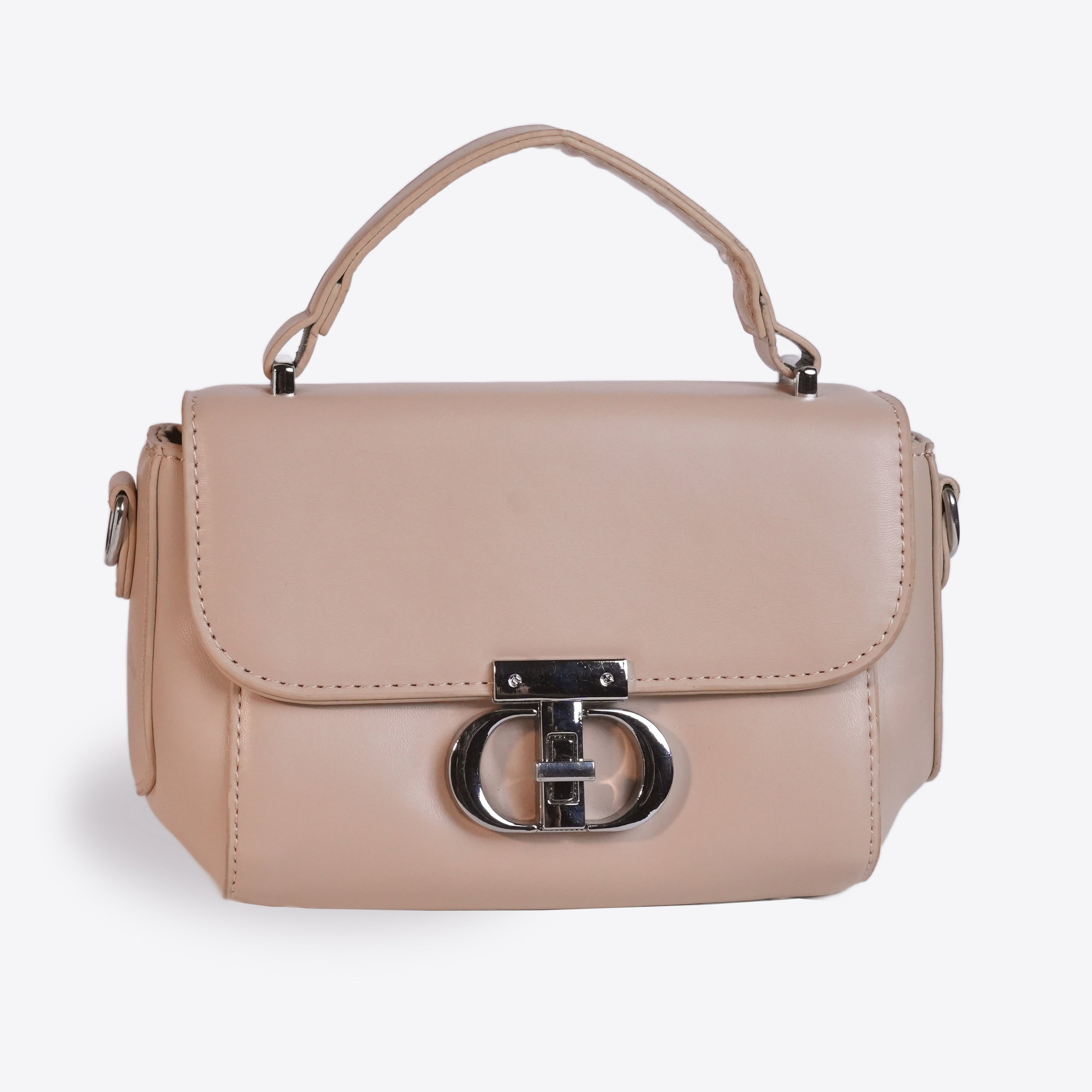Women Sleek Leather handbag With Twisted Lock