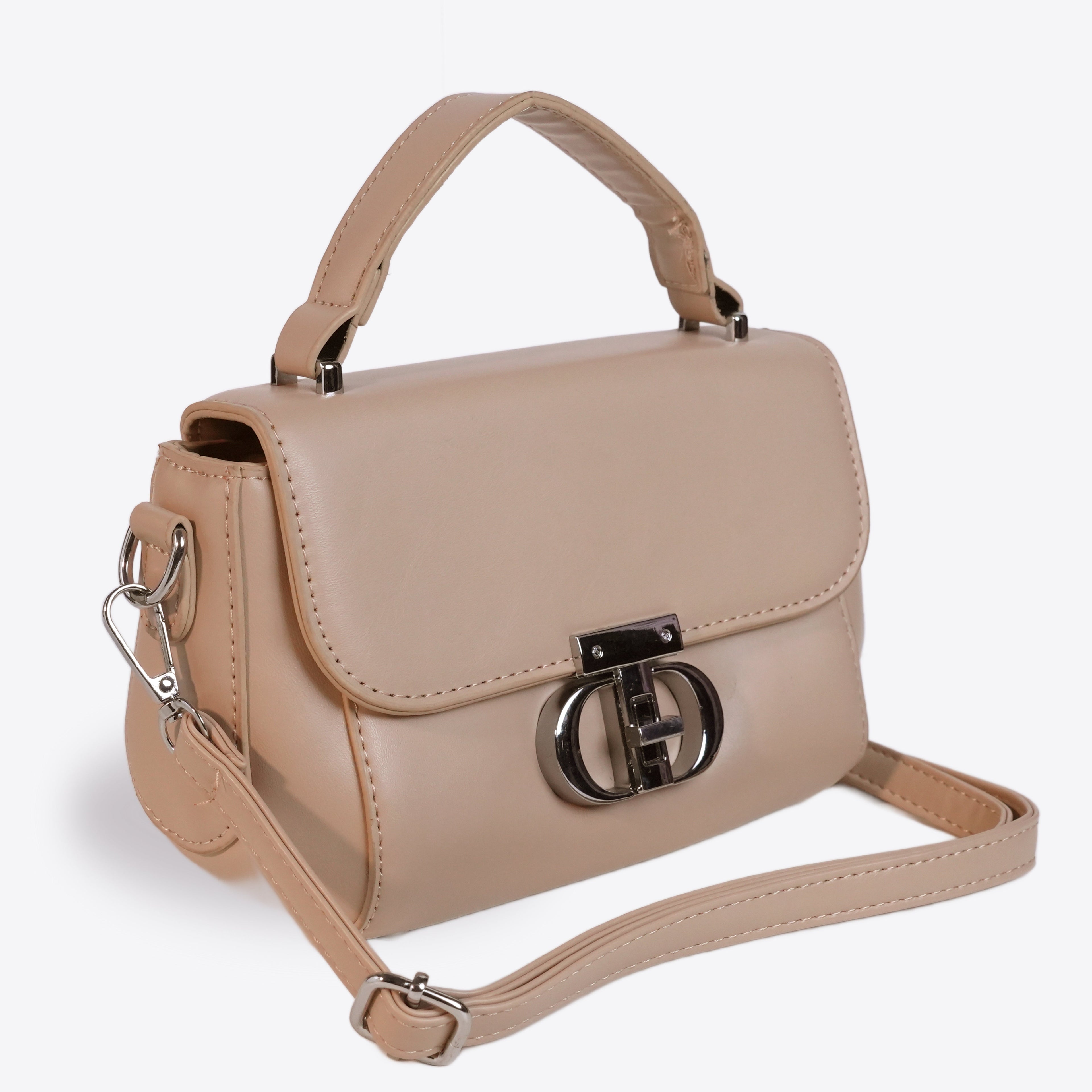 Women Sleek Leather handbag With Twisted Lock