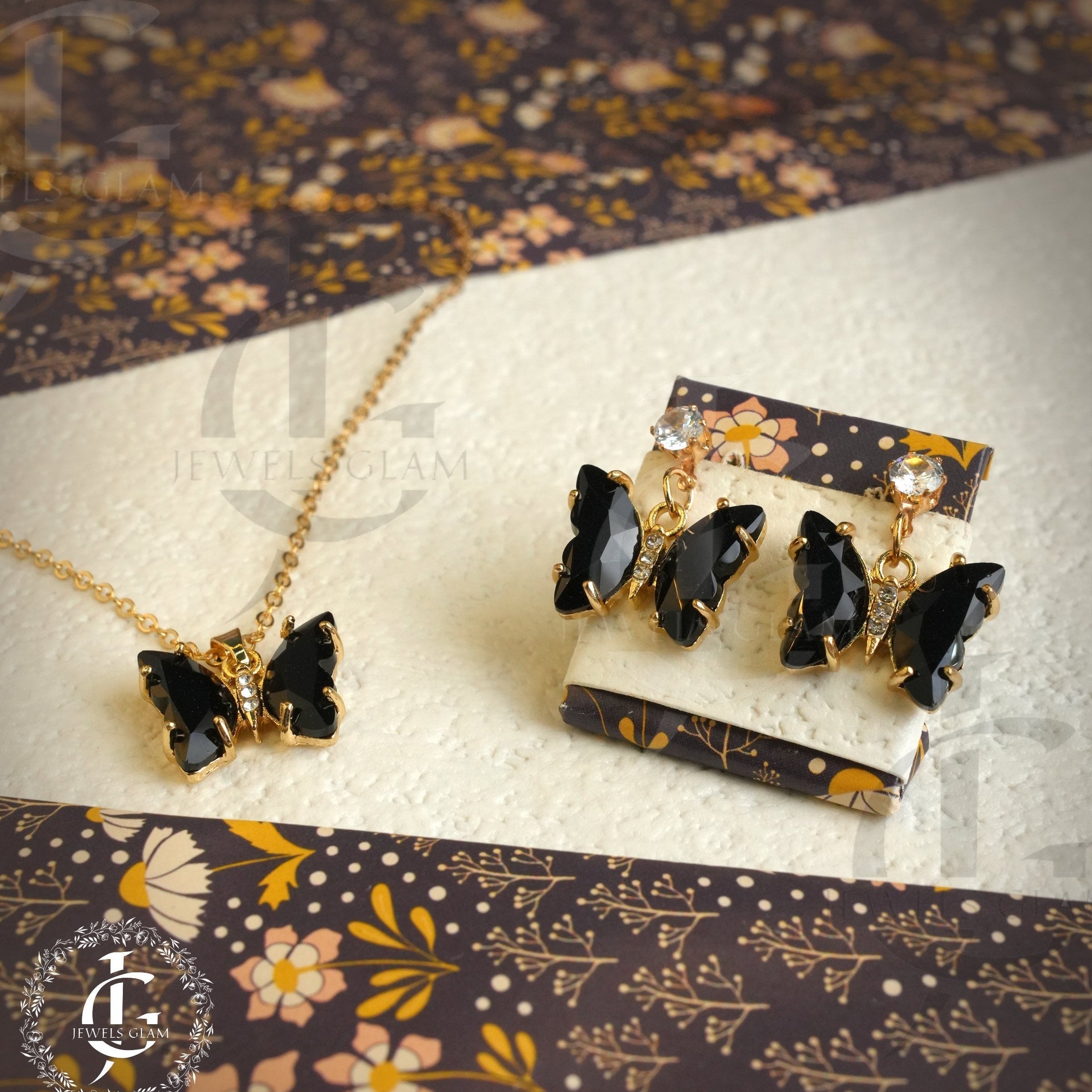 Midnight Butterfly Elegance Jewelry Set