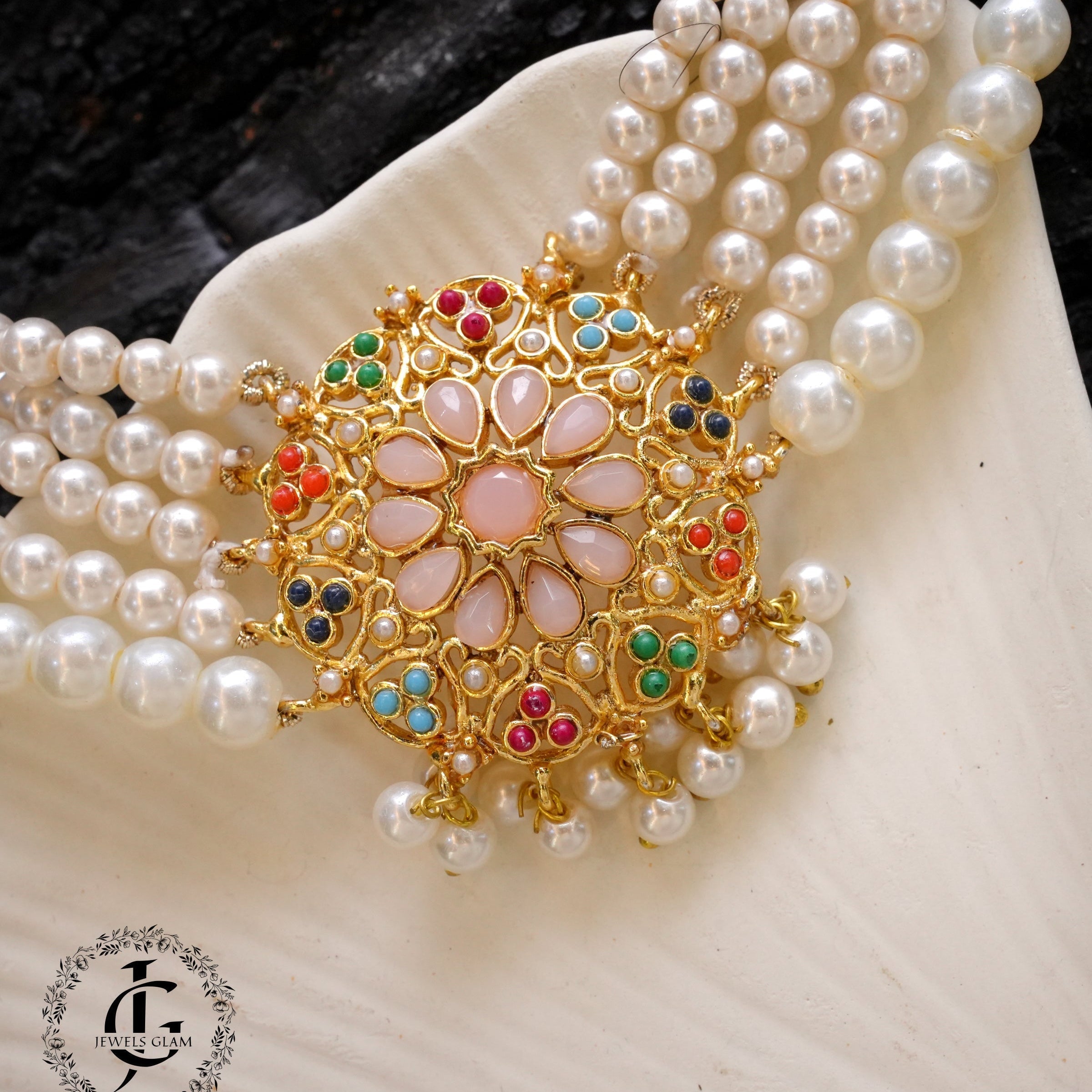 Nauratan Choker Set With Earrings and Tikka