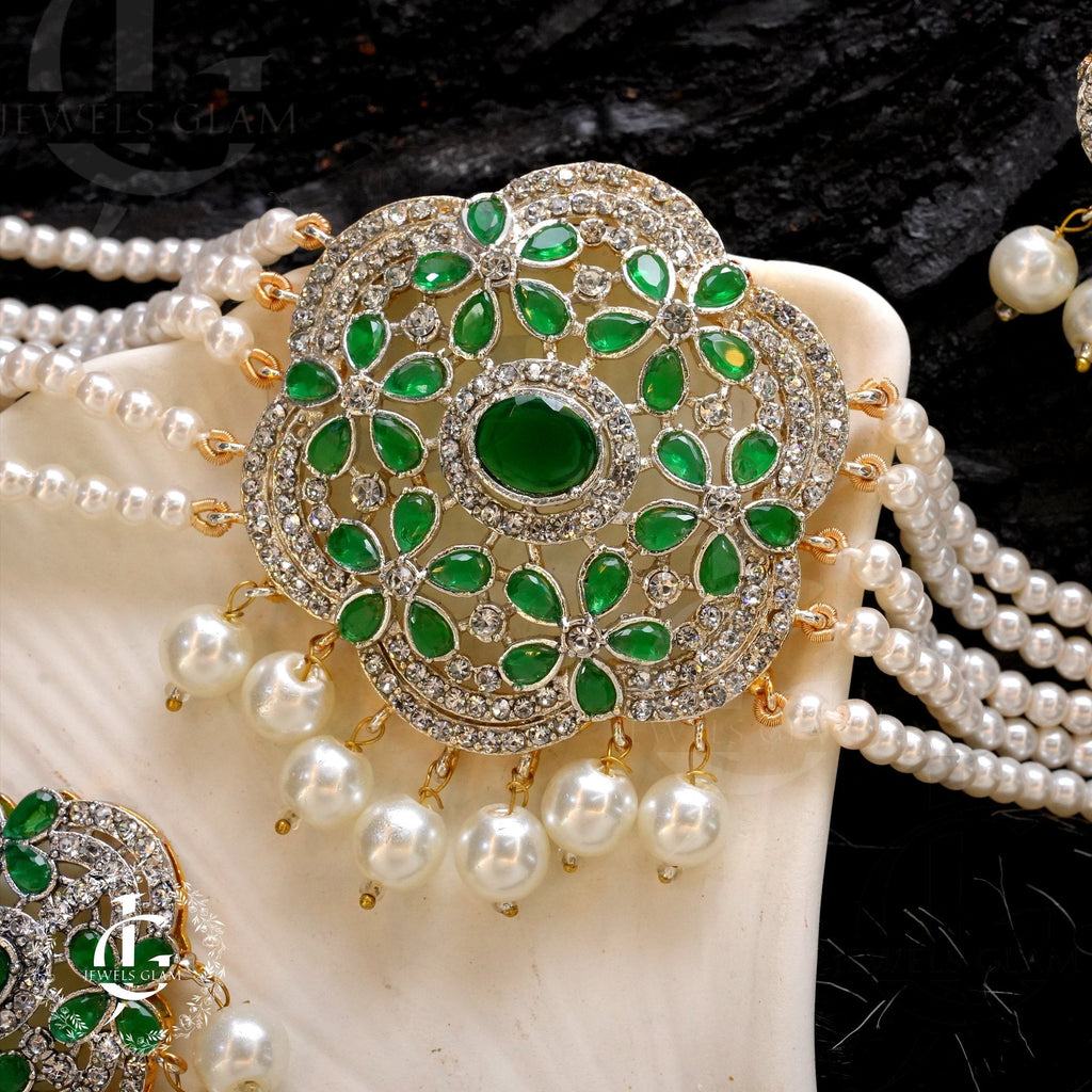 Midnight Pearl Elegance Jewelry Set Green
