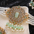 American Diamond Choker Set With Tika Mint Green