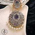 Studded Zircon Choker Set Purple