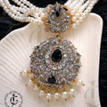 Studded Zircon Choker Set Black