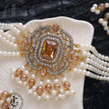 American Diamond Choker Set With Tika Champagne