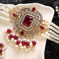 American Diamond Choker Set With Tika Red