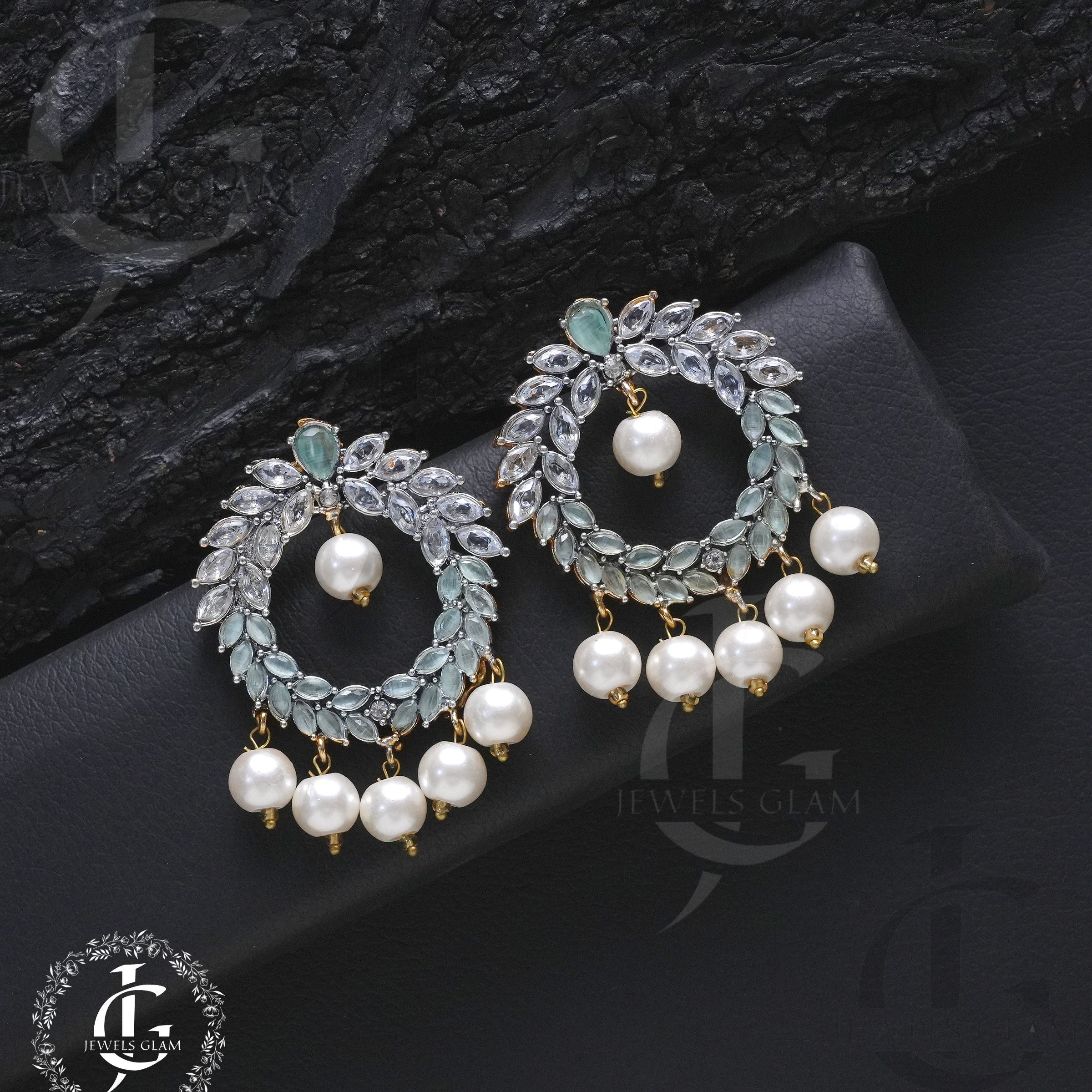 Opulent Crystal Hoop Earrings with Pearl Drops