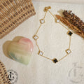 Elegant Clover-Link Necklace with Black and White Accents