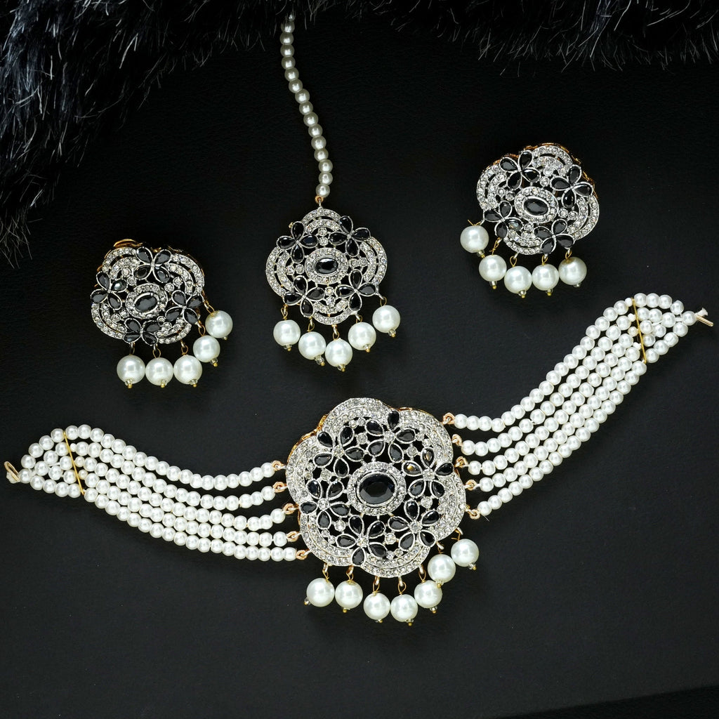 Midnight Pearl Elegance Jewelry Set Black
