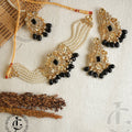 Elegant Black Choker Set With Pearls and White Accent