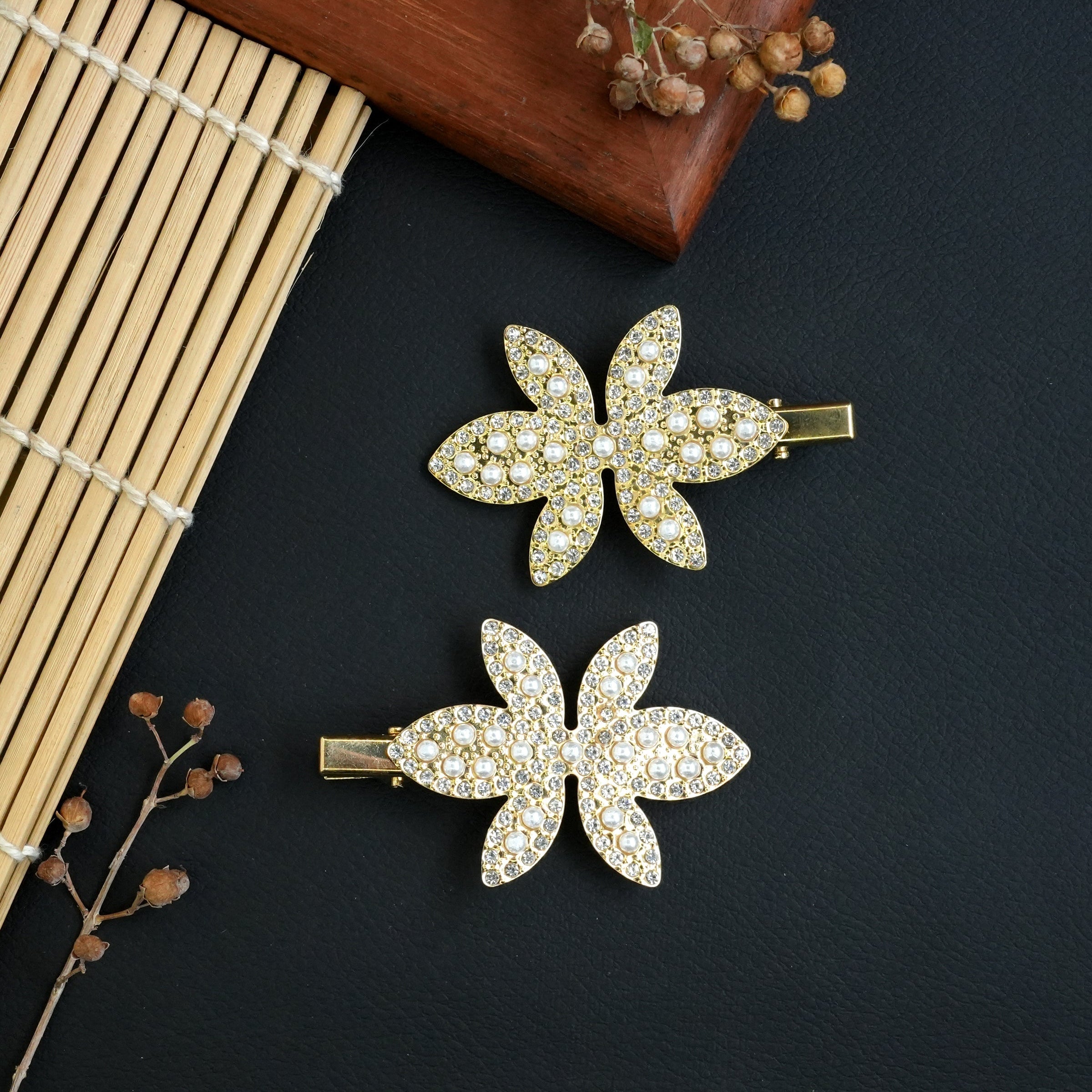 Elegant Butterfly & Pearl Metal Hair Pins Set