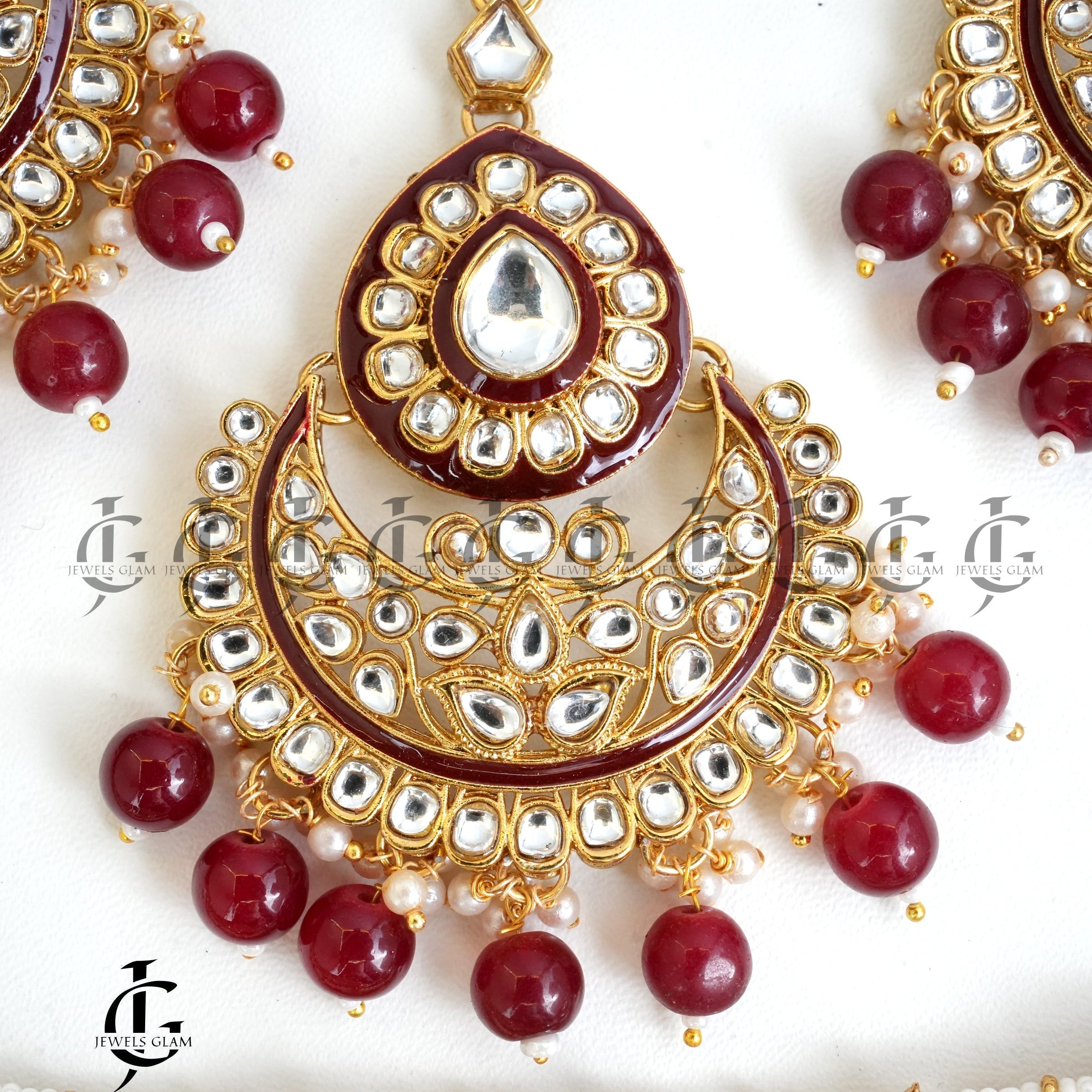 Emerald Pearl Kundan Bridal Jewelry Set