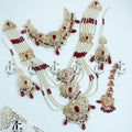 Gold-Tone Pearl Bridal Jewelry Set with Intricate Detailing