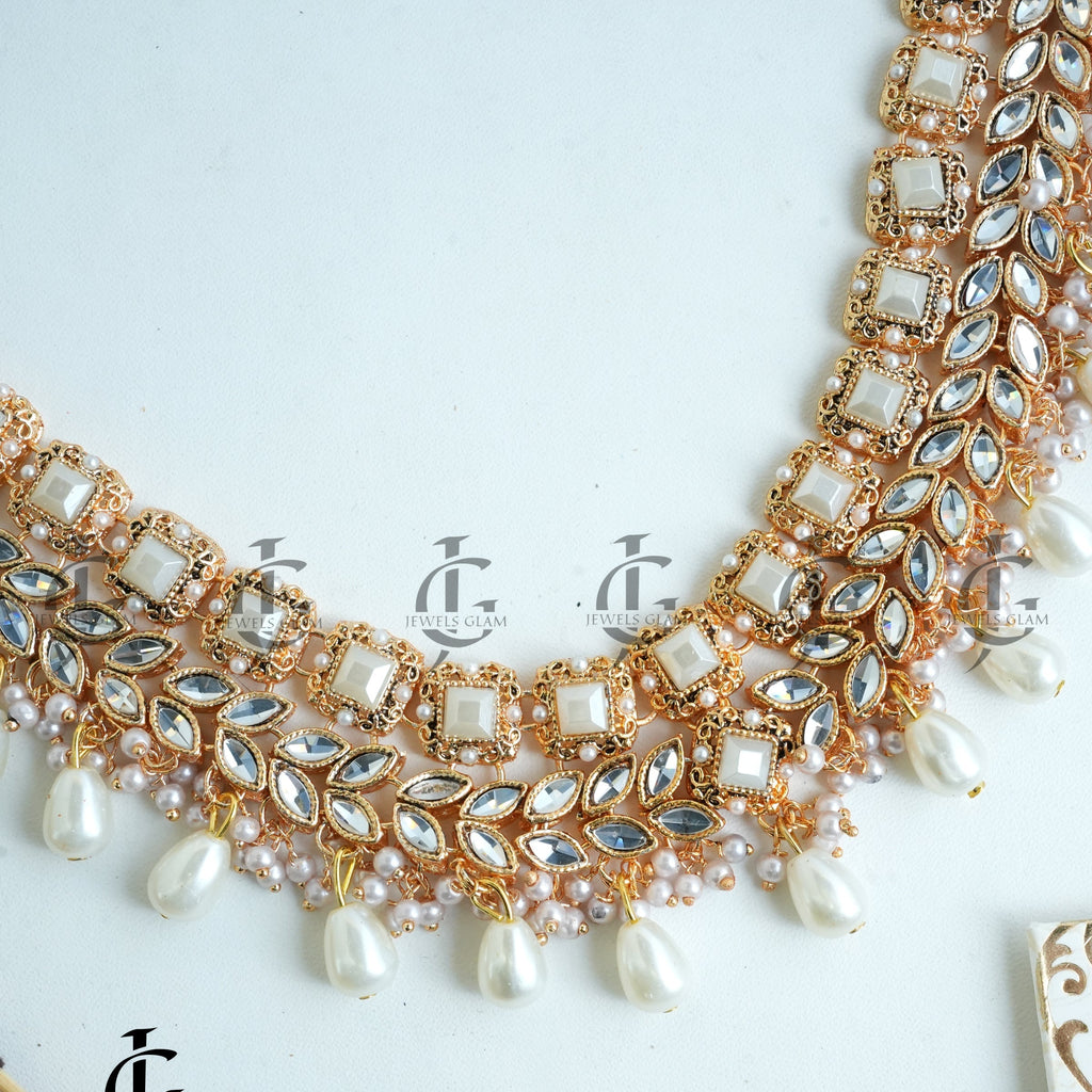 Royal Pearl and Kundan Bridal Mala White