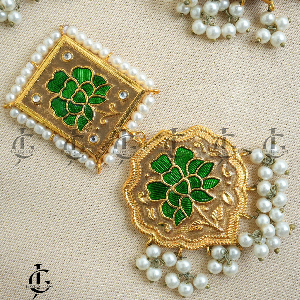 Thappa Kundan Choker Set Green