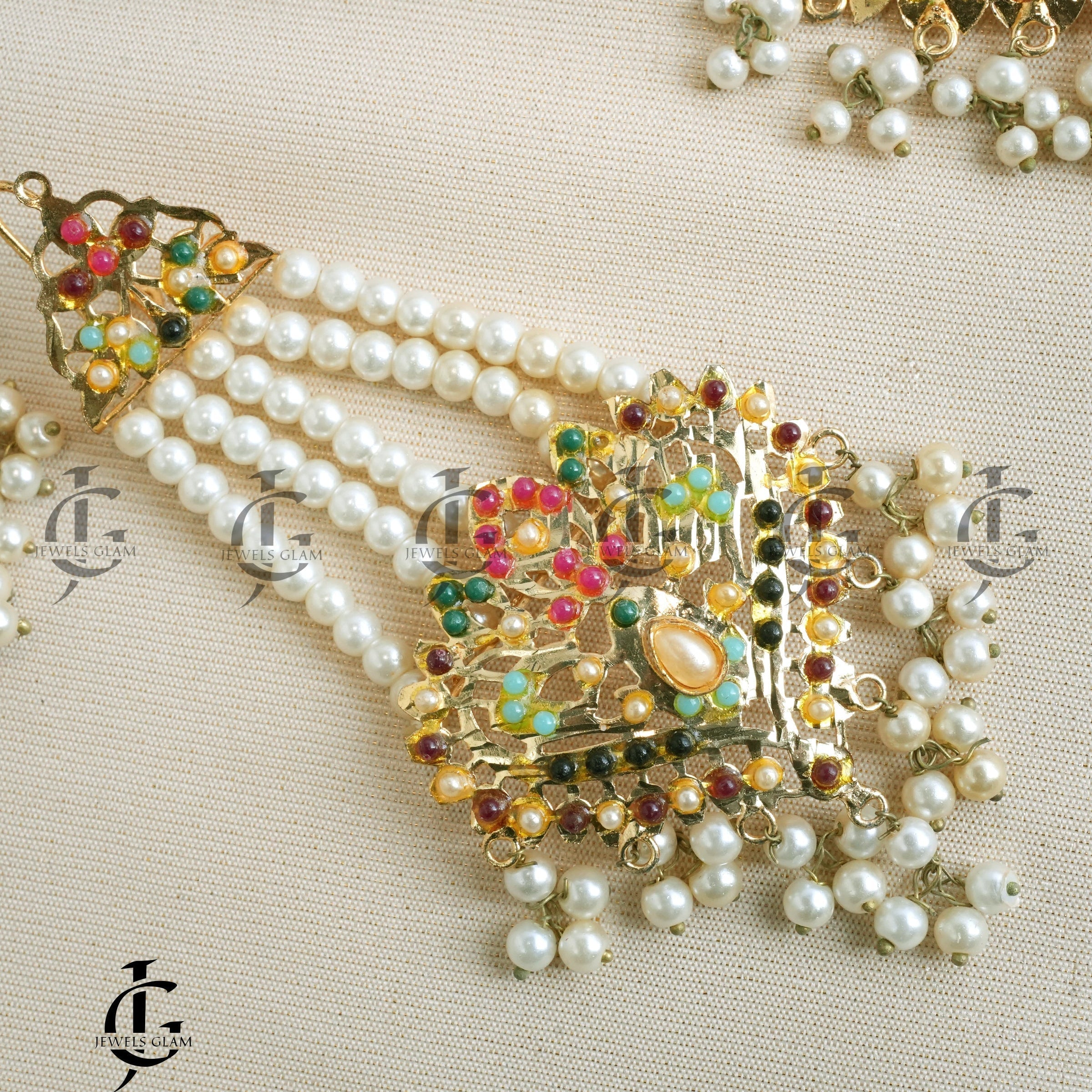 Multicolor Pearl Royal Bridal Jewelry Set