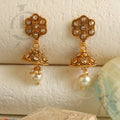 Elegant Gold-Plated Kundan Pearl Jhumki Earrings