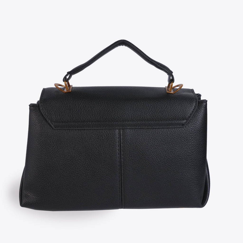 Black Leather Bag With Twist Lock