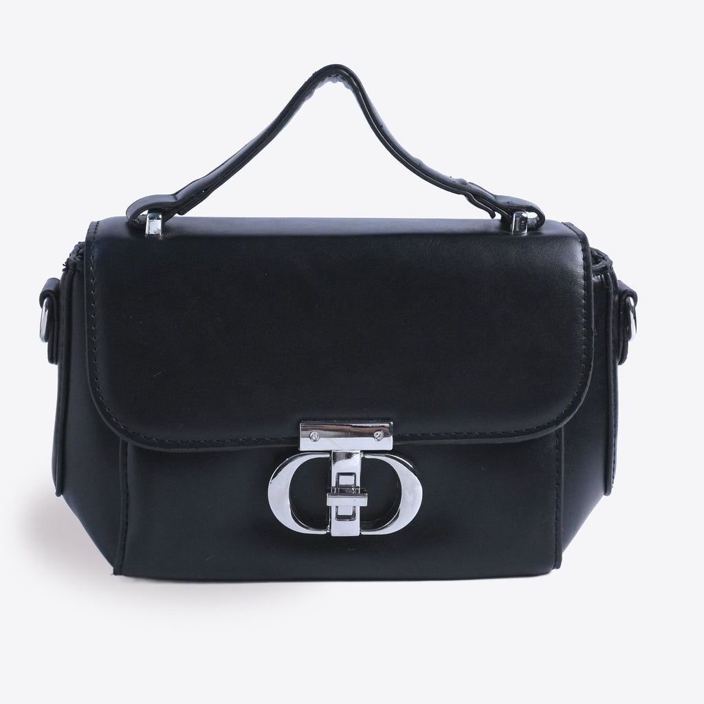 Women Sleek Leather handbag With Twisted Lock