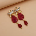 Ruby Elegance Floral Drop Earrings