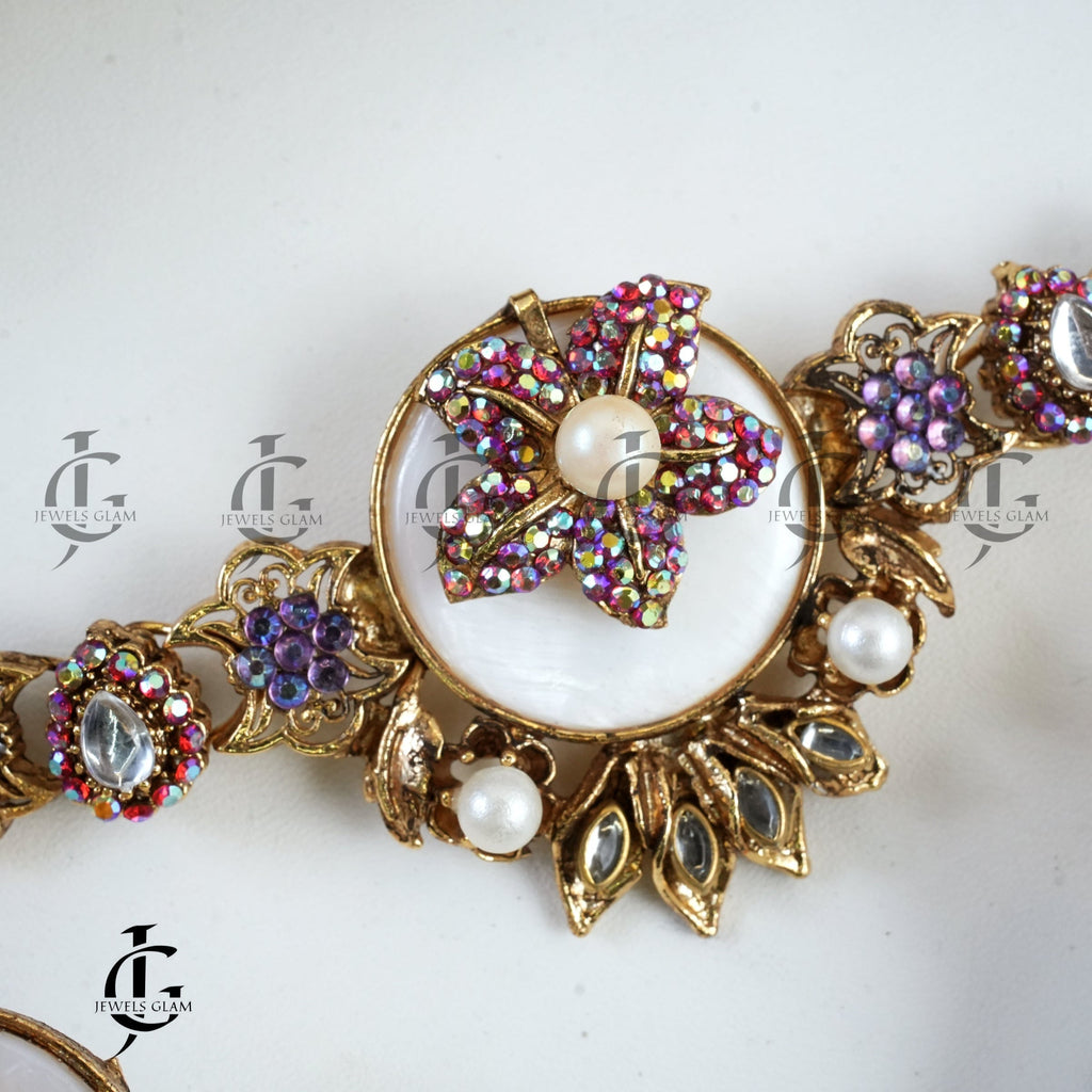 Turkish Choker Necklace Set With Blue Accents