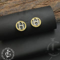 Elegant Gold Monogram "H" Stud Earrings