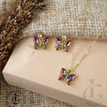 Radiant Multicolor Butterfly Jewelry Set