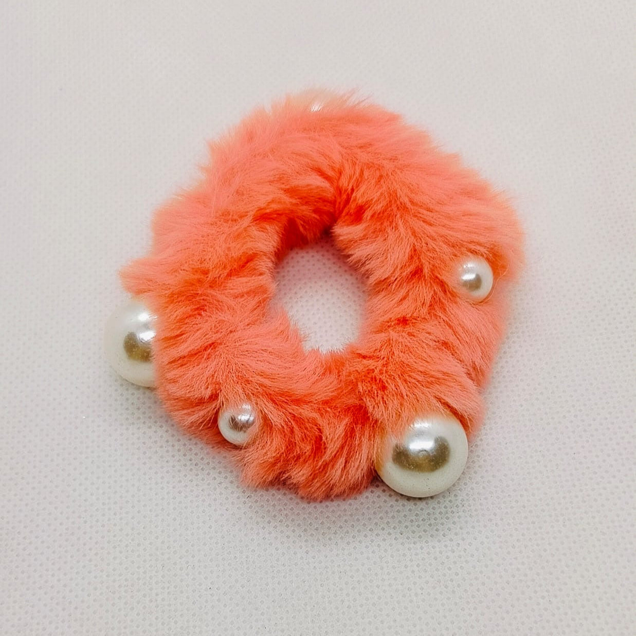 Plush Pearl-Embellished Hair Ties