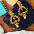 Vintage Heart Drop Earrings with Pearl Accent