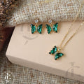 Emerald Elegance Butterfly Jewelry Set