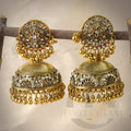 Antique Gold-Plated Floral Jhumki Earrings