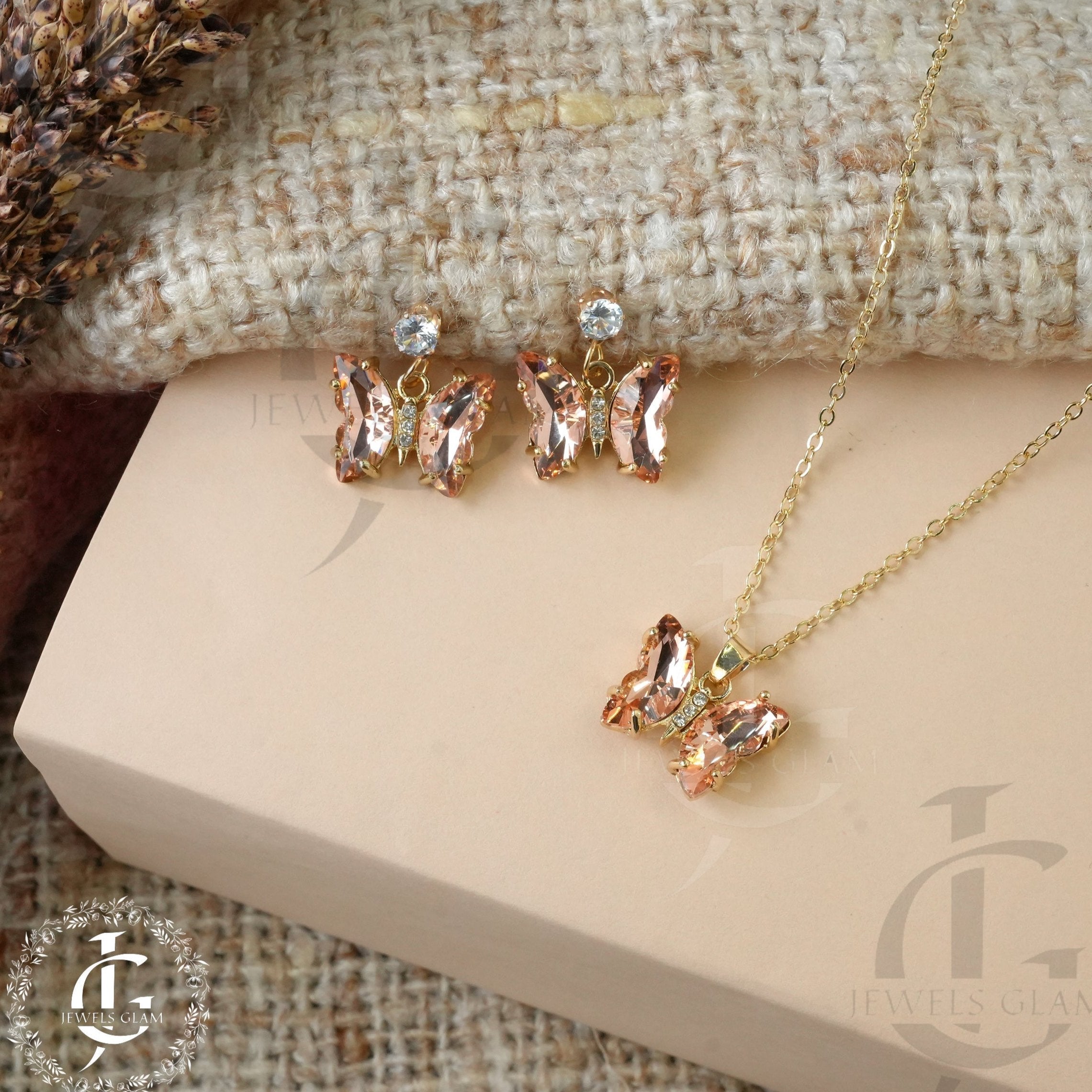 Rose Gold Butterfly Elegance Jewelry Set