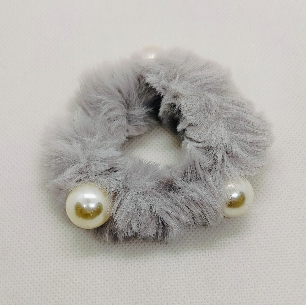 Plush Pearl-Embellished Hair Ties