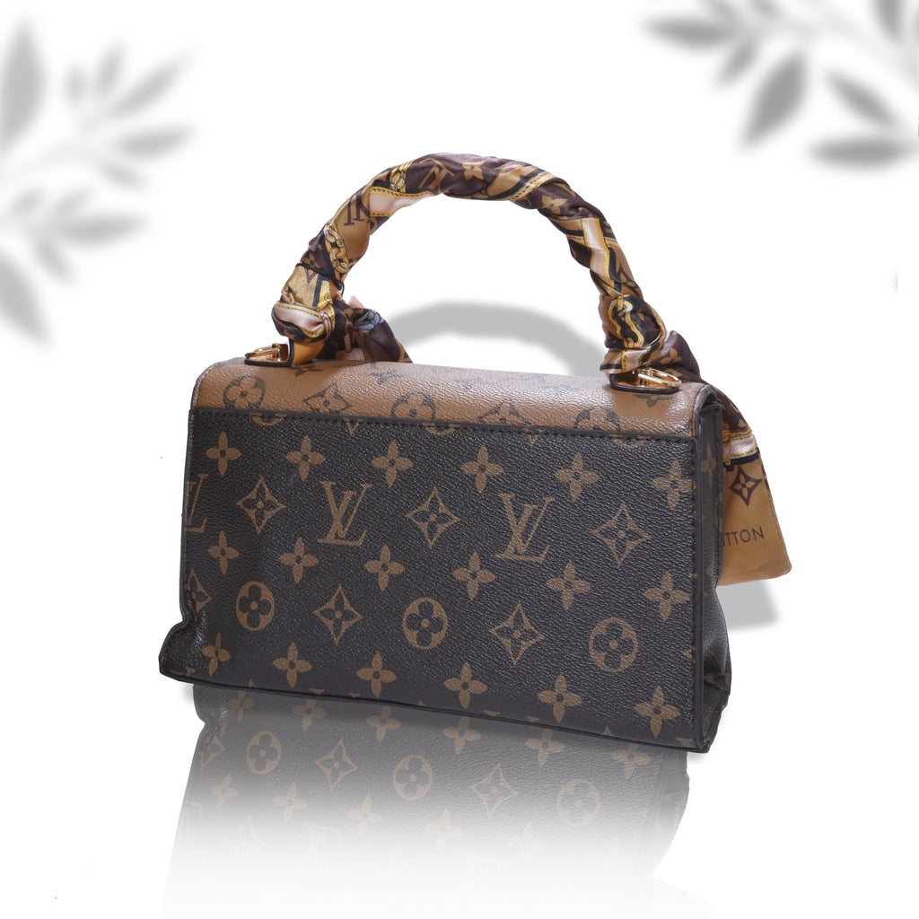 Brown Bag With Printed Silk Strap