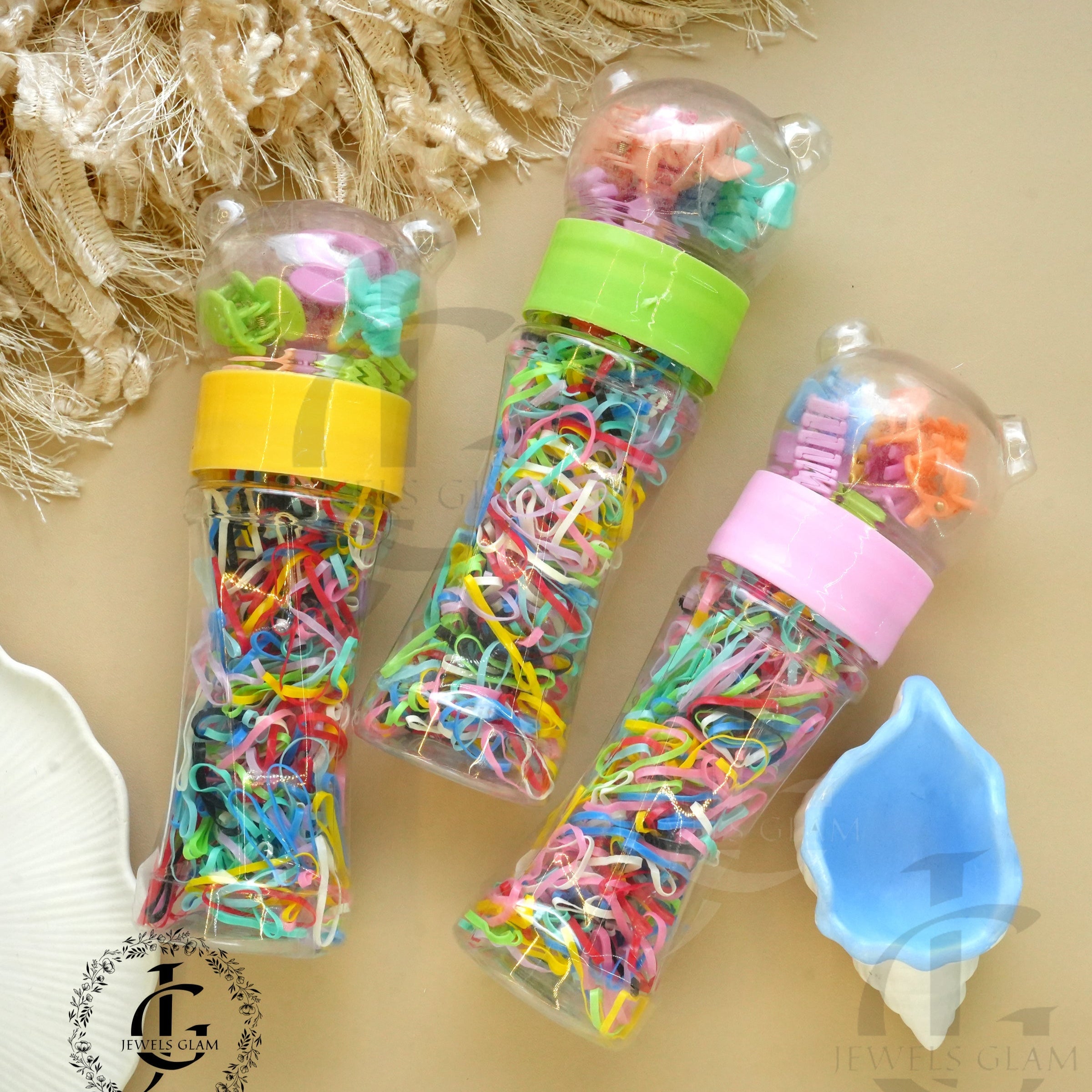 Colorful Hair Accessories Jar - Complete Styling Kit