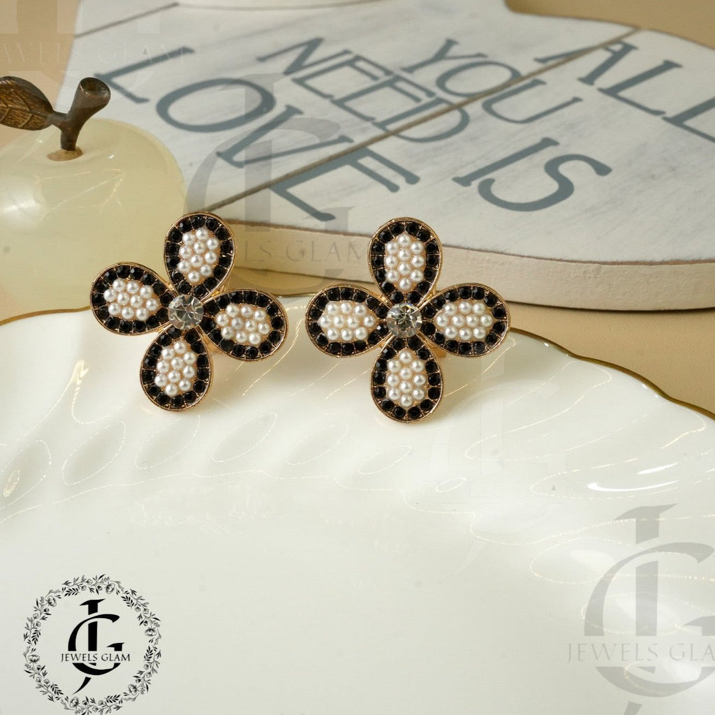 Classic Pearl Flower Statement Studs