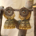 Antique Gold Finish Embellished Dome Jhumki Earrings