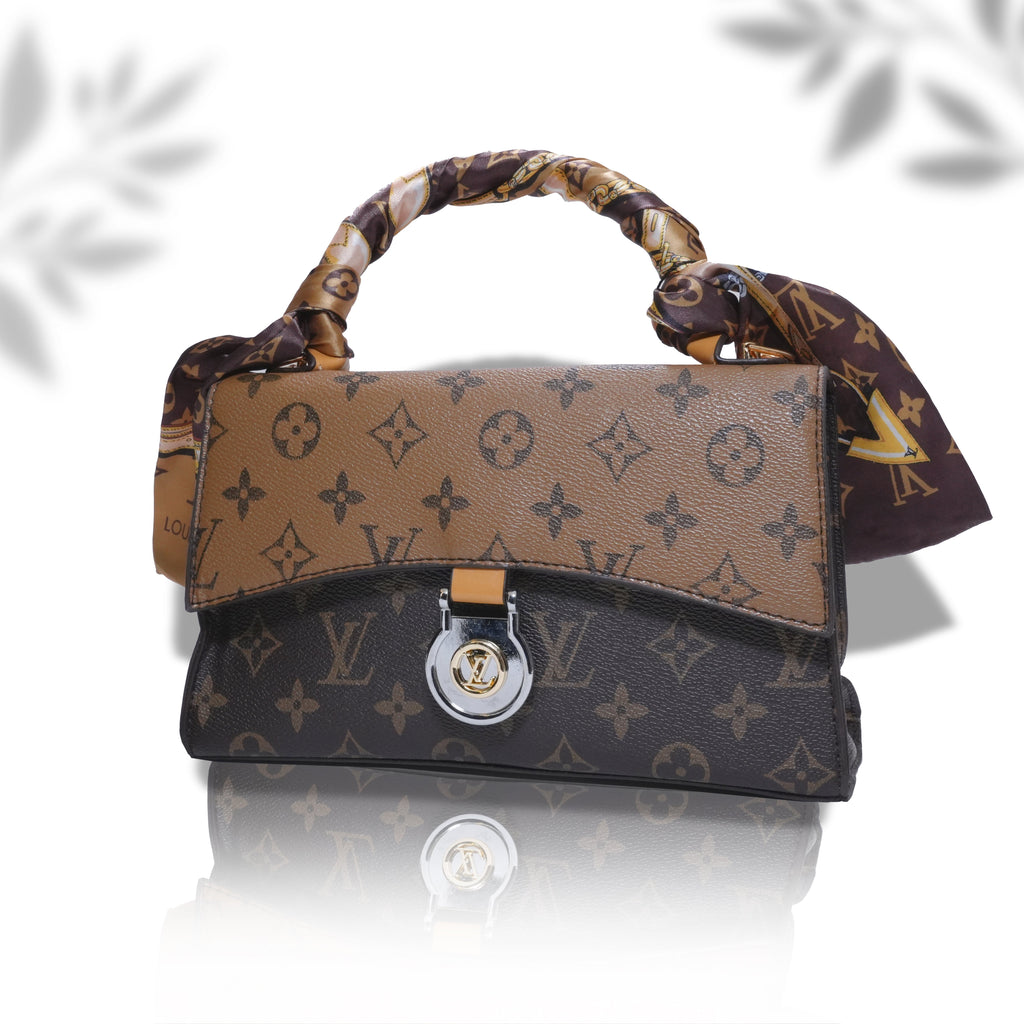 Brown Bag With Printed Silk Strap