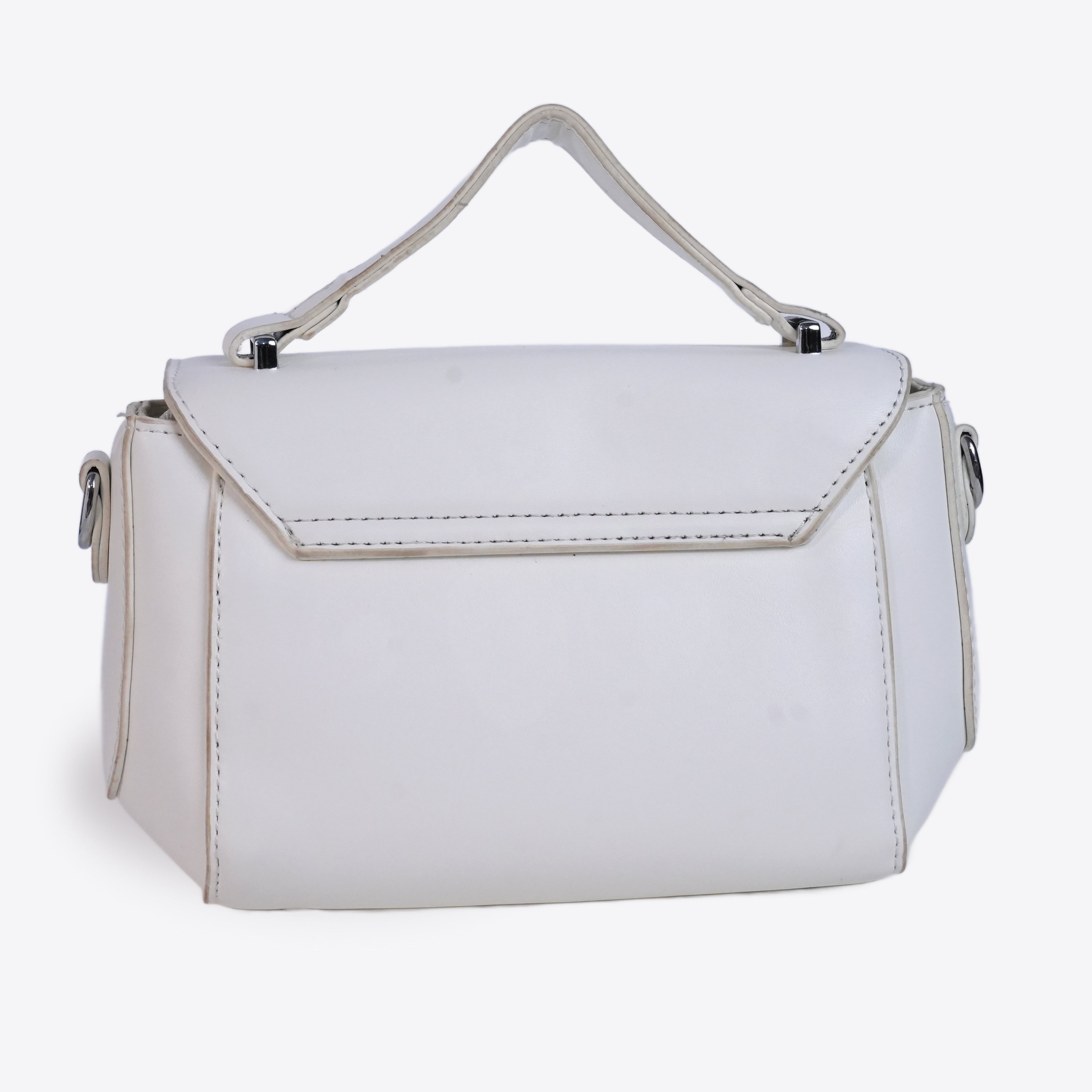 White Leather Bag With Twist Lock