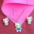Adorable Kitty Charm Necklace & Earrings Set for Kids
