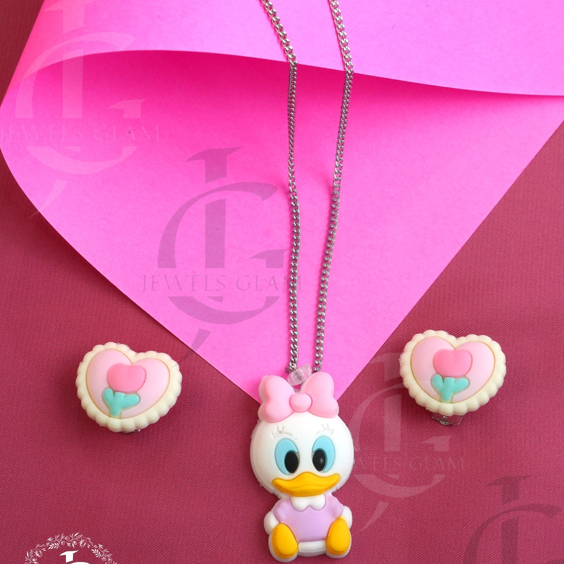 Adorable Kitty Charm Necklace & Earrings Set for Kids