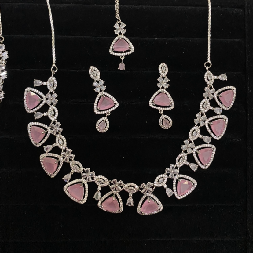 Ruby Radiance Zircon Necklace Set