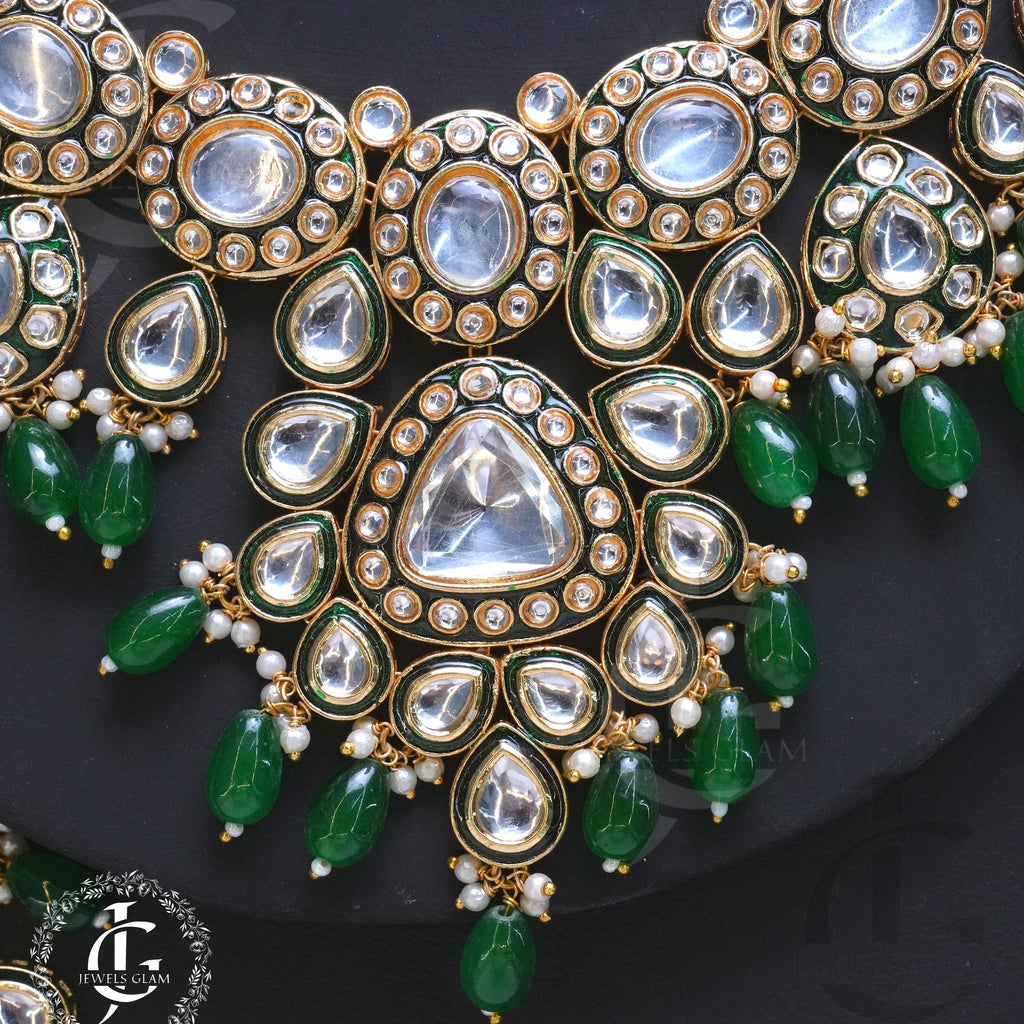 Emerald Majesty Kundan Bridal Jewelry Set