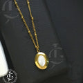 Elegant Gold-Plated Oval Pendant Necklace