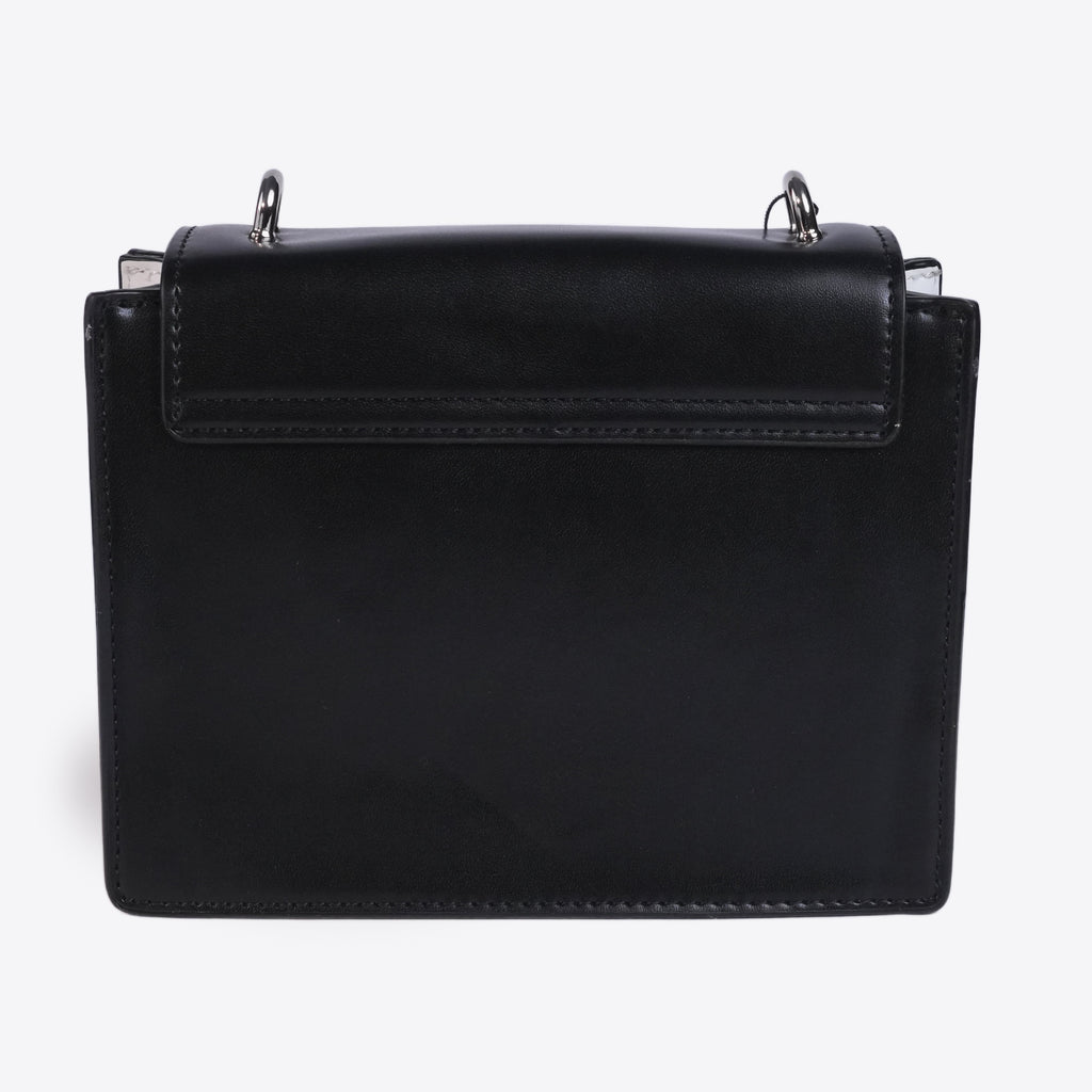 Black & White Leather Bag With Long Strap