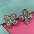Golden Pearl Petal Stud Earrings