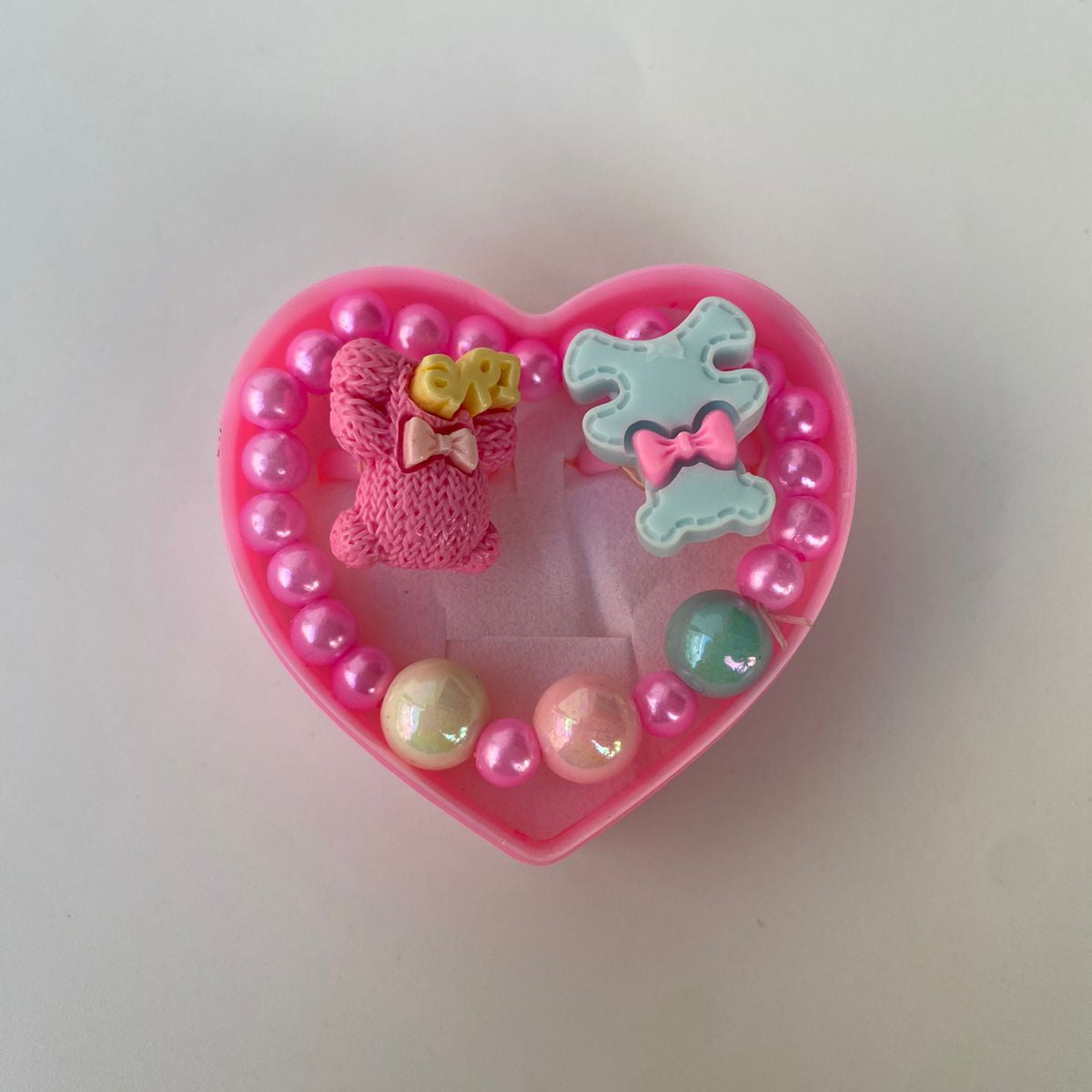 Adorable Heart-Shaped Bracelet & Rings Gift Set for Kids